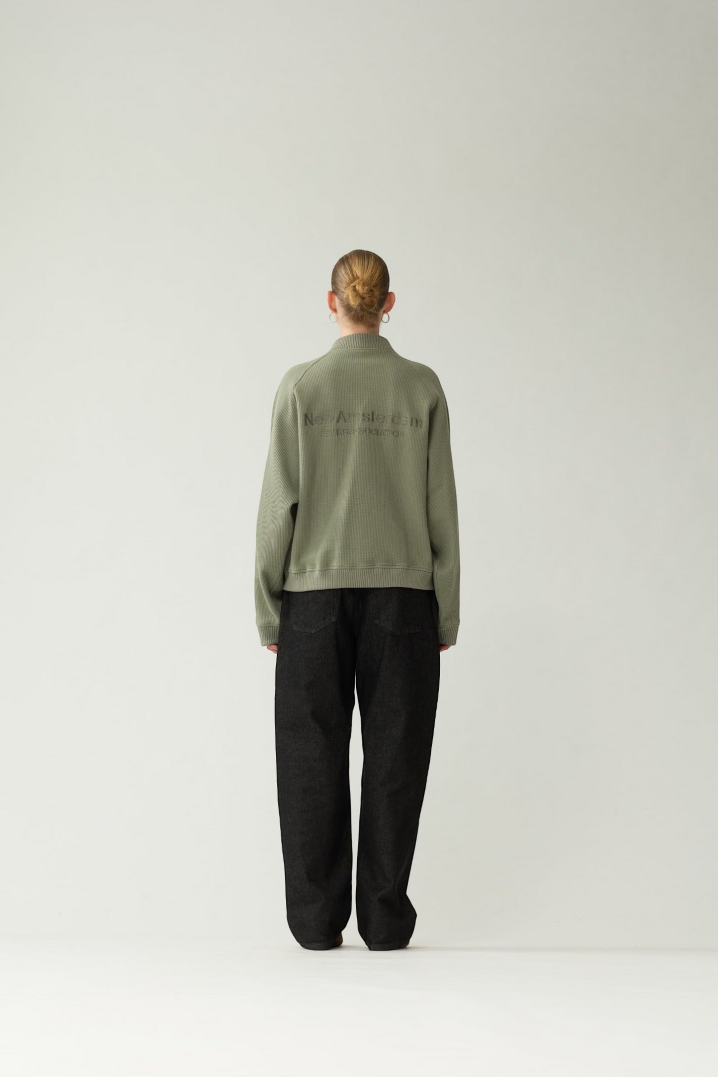 NEW AMSTERDAM SURF ASSOCIATION Waffle Zip Up Sea Grass | Veste Gaufrée | Edgar Bdx