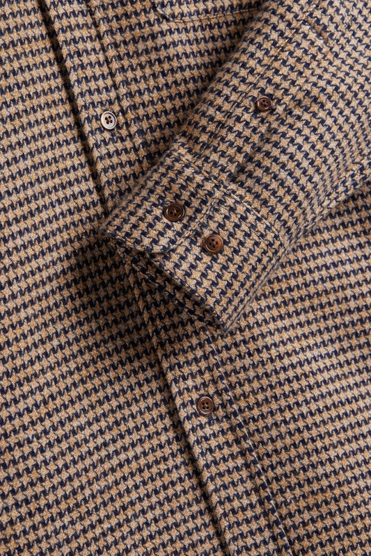 PORTUGUESE FLANNEL Abstract Pied De Poule Shirt Navy | Edgar Bdx