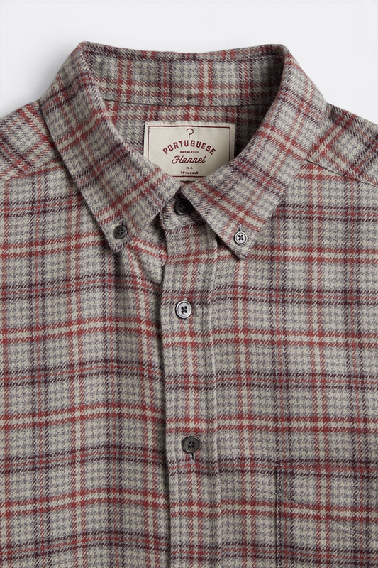 PORTUGUESE FLANNEL Cedar Shirt Grey / Bordeaux | Chemise Tartan | Edgar Bdx