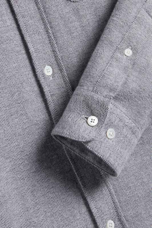 PORTUGUESE FLANNEL Espiga Shirt Grey | Chemise Chevrons | Edgar Bdx