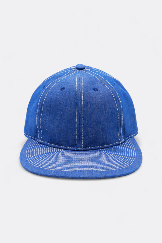 Poten - Cotton Linen Chambrey Cap (Blue)