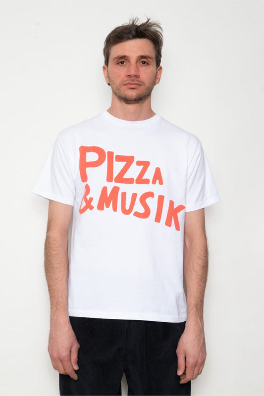 Public Possession Pizza & Music T-Shirt White | Coton Bio Coupe Boxy | Edgar Bdx