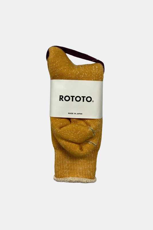 Chaussettes Rototo - Double Face Crew Socks (Yellow)