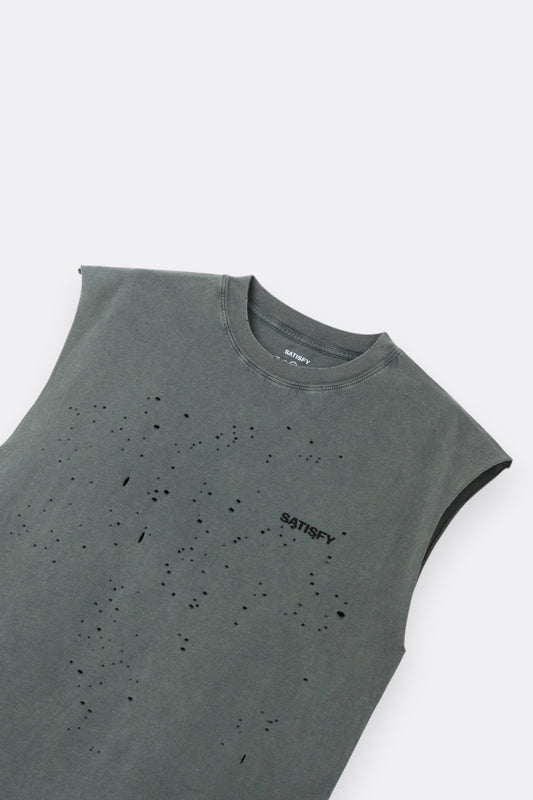 SATISFY MothTech™ Muscle Tee Faded Black | Debardeur Running Coton Bio | Edgar Bdx
