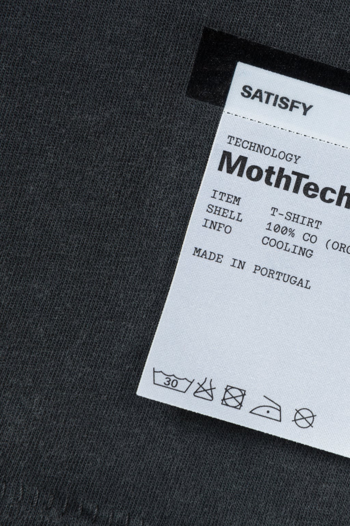 SATISFY MothTech T-Shirt Aged Black | T-Shirt Running Coton Technique