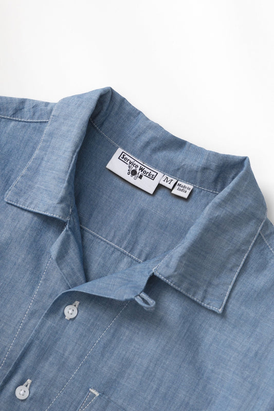 Service Works Chambray Resort Shirt Light Blue | Chemise Coton Bio | Edgar Bdx