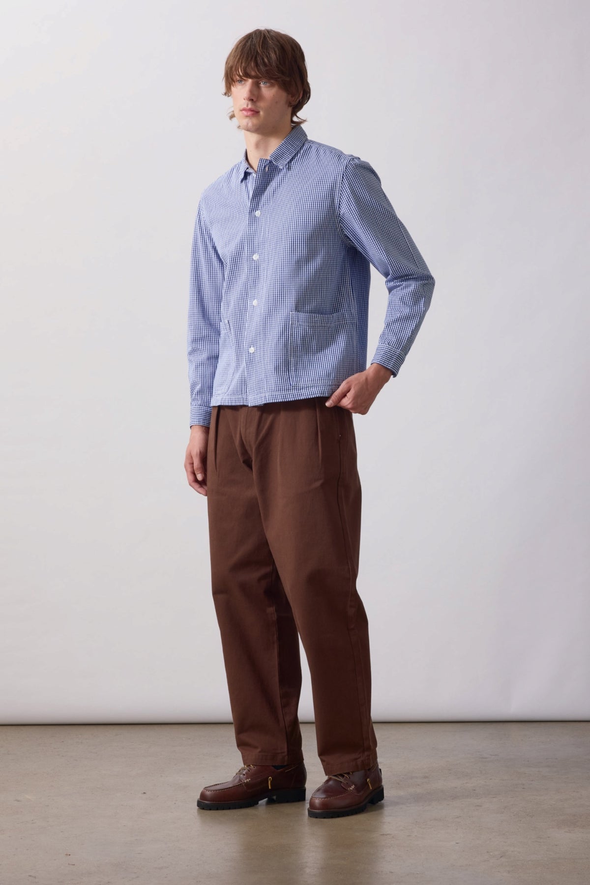 SERVICE WORKS Gingham Waiter Shirt Blue | Chemise bio | Edgar Bdx