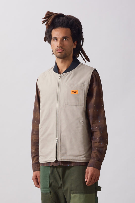 SERVICE WORKS Padded Work Vest Jacket Stone | Gilet | Edgar Bdx