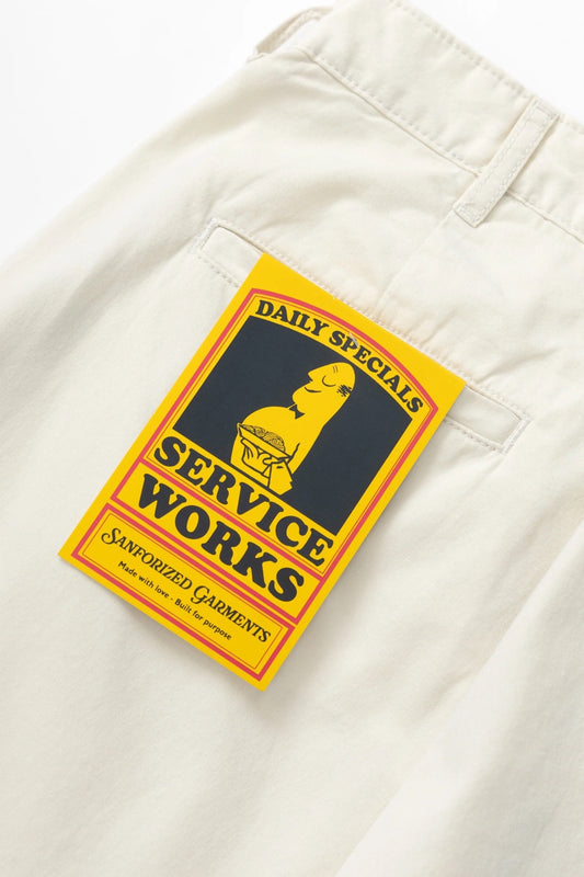 Service Works Twill Part Timer Pant Off White | Pantalon Sergé Coton Bio | Edgar Bdx