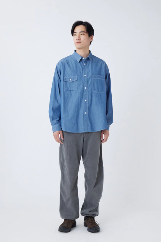 Snow Peak Chambray Work Shirt Blue | Chemise Travail Coton Chambray | Edgar Bdx