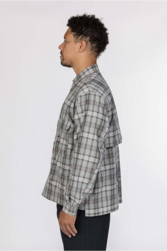 Snow Peak Fade Check Breezy Shirt Greige | Chemise CAVE® Anti-Plis | Edgar Bdx