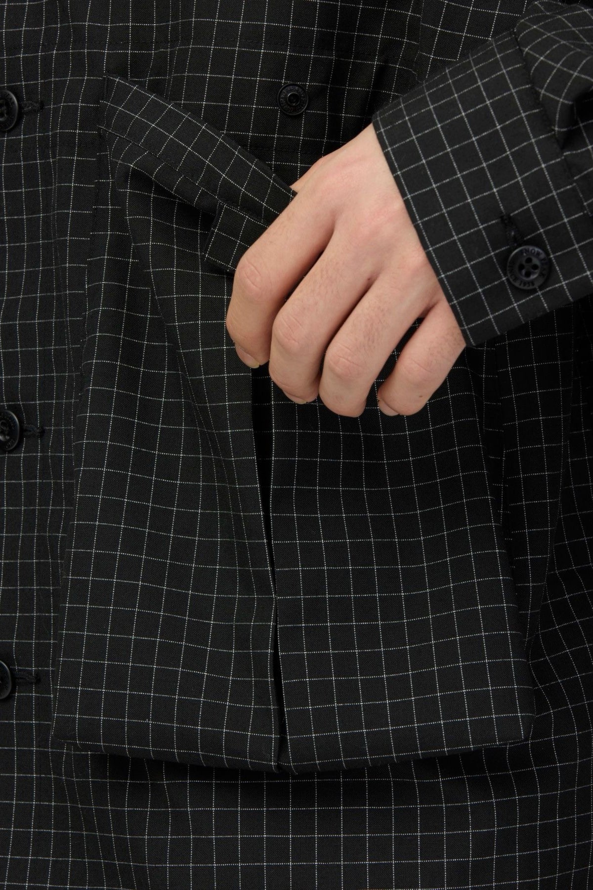 SNOW PEAK Wool Reflective Grid Shirt Black | Chemise laine | Edgar Bdx