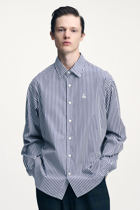 Sophnet Suvin Giza Relax-Fit Shirt Navy Stripe | Chemise Coton Rare | Edgar Bdx