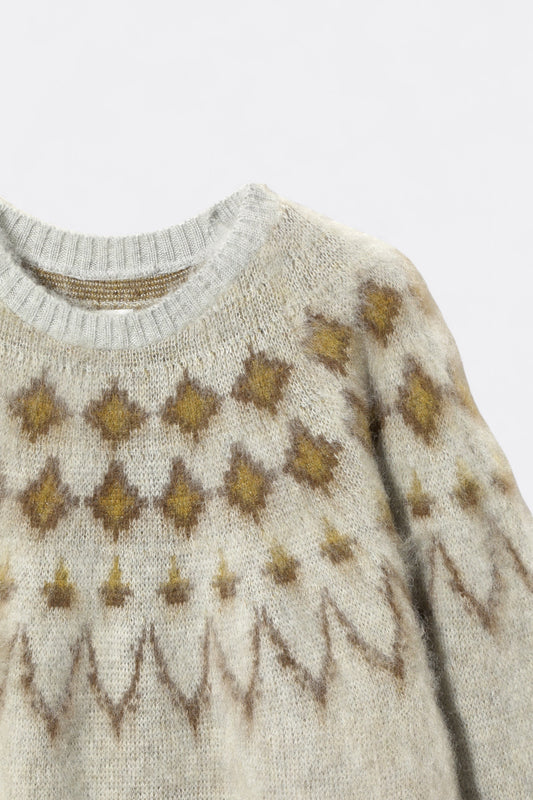 South2 West8 - Mohair Crew Neck Sweater Nordic Skull (Ice Grey)