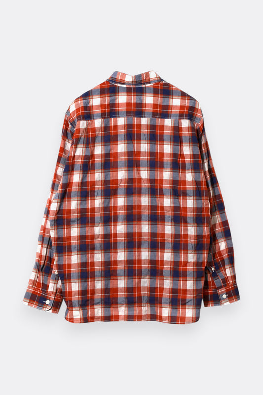 South2 West8 Work Shirt Cotton Lawn Shirring Plaid Orange | Chemise | Edgar Bdx