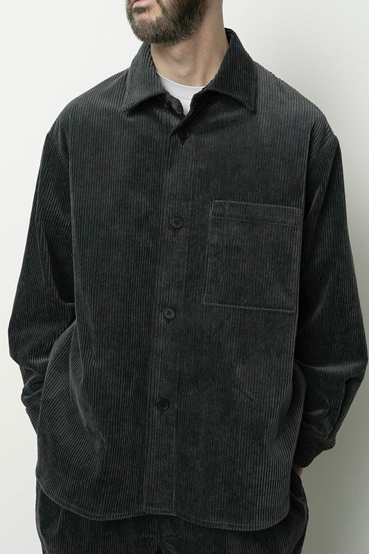 Still By Hand - Corduroy Shirt Jacket (Blue Charcoal)