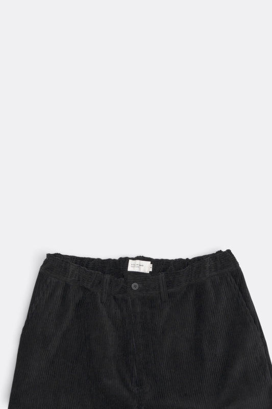 Corduroy Straight-Leg Trousers (Black)