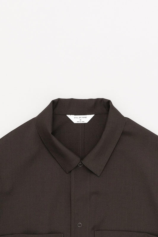 Still By Hand - Double Pocket Shirt Jacket (Dark Brown)