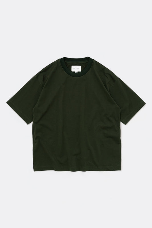 Still By Hand - Knitted Rib T-Shirt (Dark Olive)