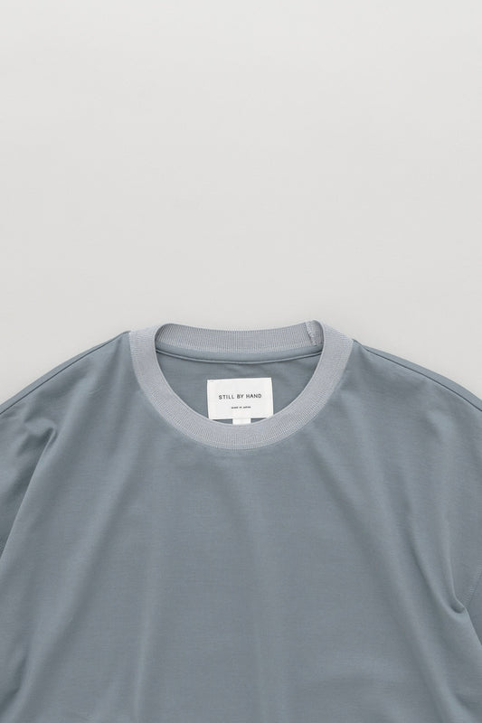 Still By Hand - Knitted Rib T-Shirt (Smoke Blue)