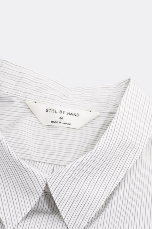 STILL BY HAND Regular Collar Shirt White Stripe | Chemise Coton Japonais | Edgar Bdx