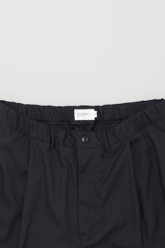 Still By Hand - Pantalon Laine Été Large (Black Navy) | Pantalon Japonais