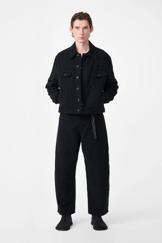 STUDIO NICHOLSON Paolo Moleskin Wide Leg Pant Black | Edgar Bdx