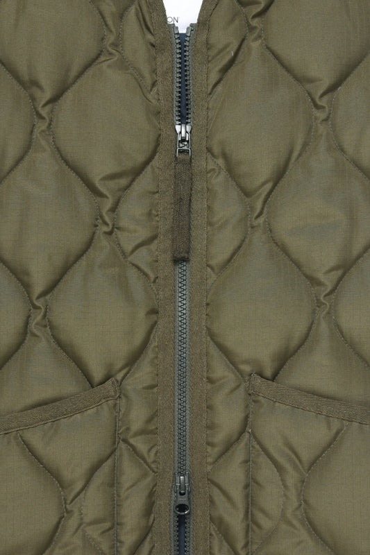 TAION Military Zip V Neck Down Vest Dark Khaki | Gilet | Edgar Bdx