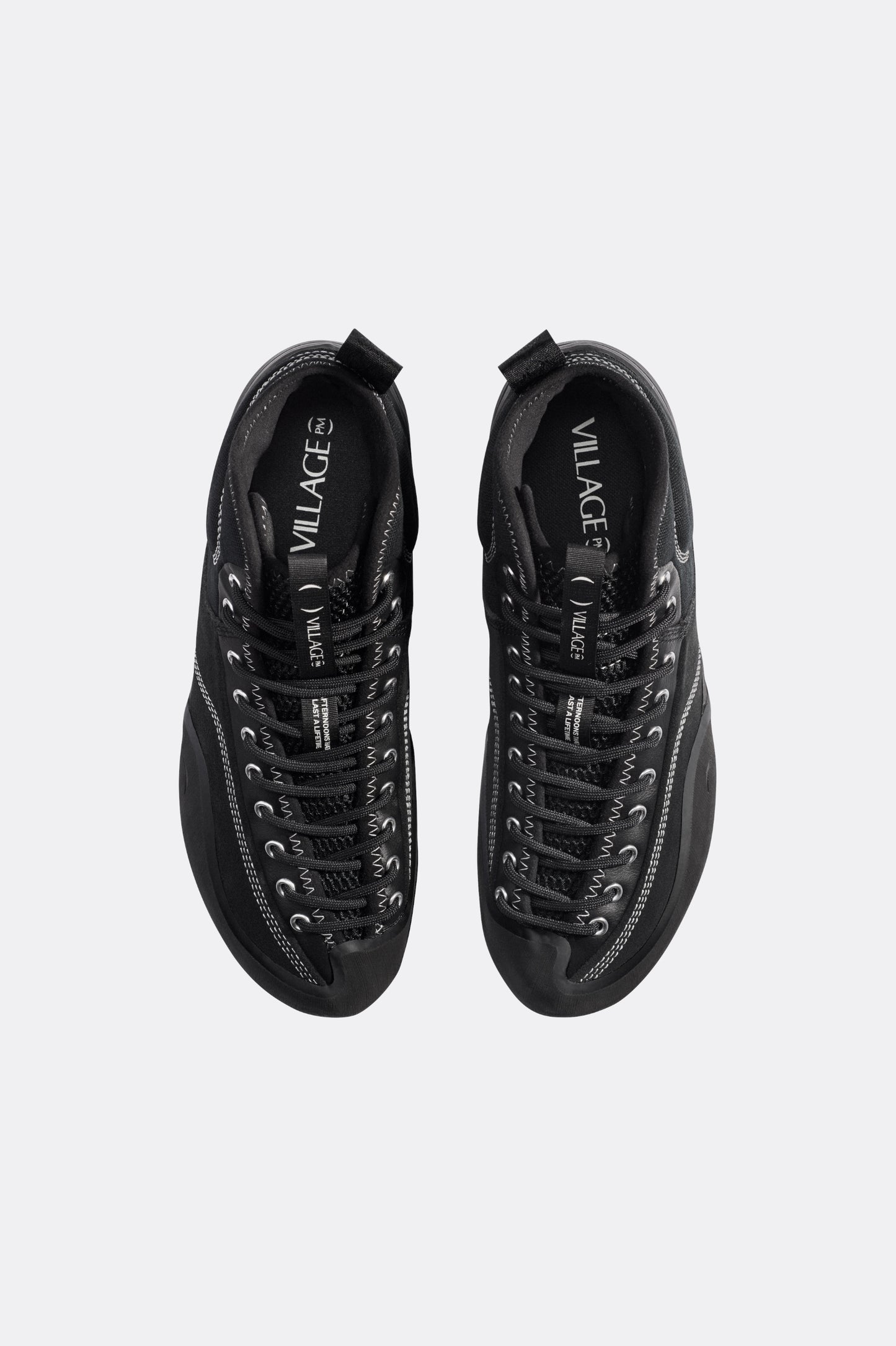 Village PM 1PM Mid Black / Natural Black Skate Shoes | Rubber Glove Technology