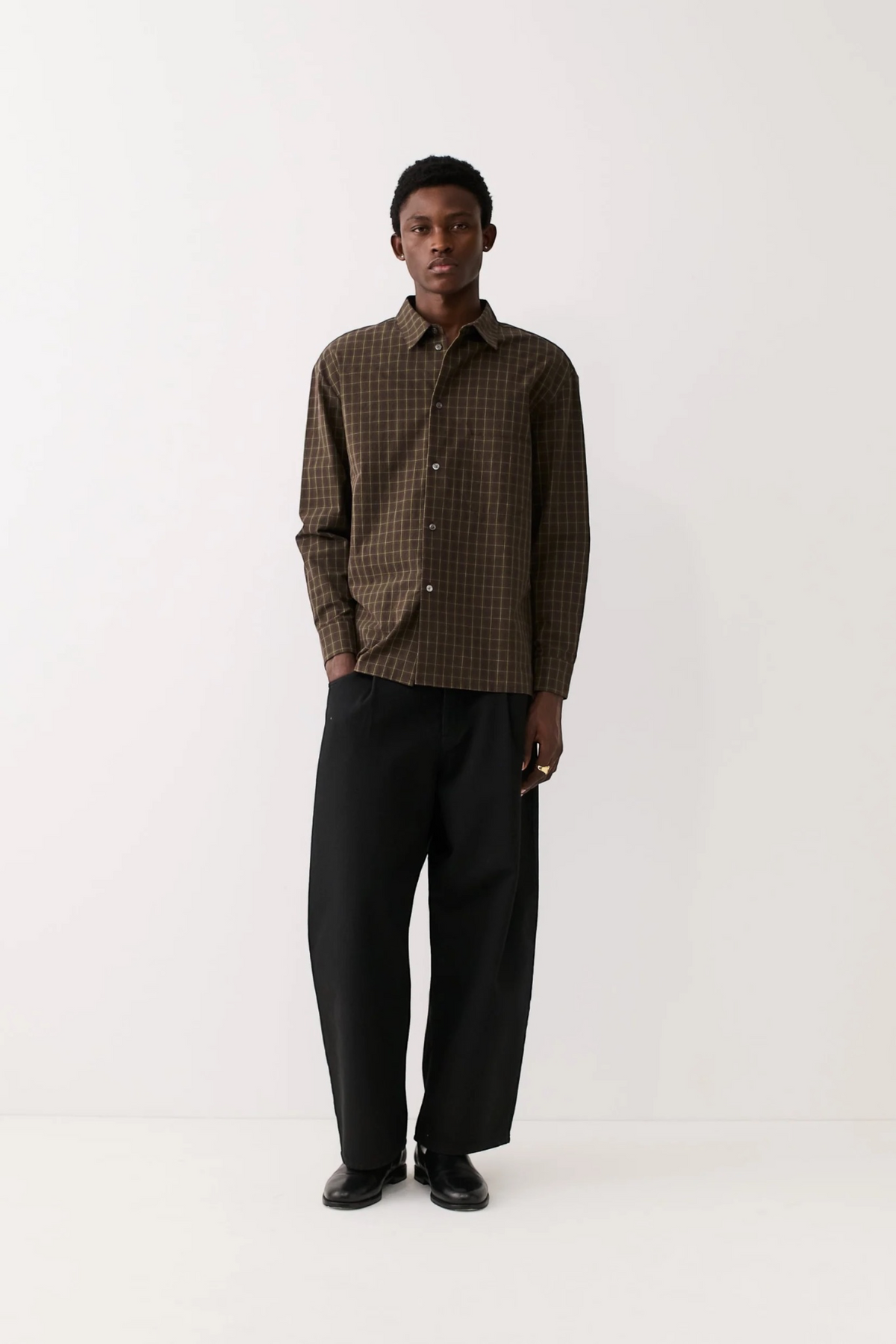 A KIND OF GUISE Gusto Shirt Olive Burgundy Check | Edgar Bdx