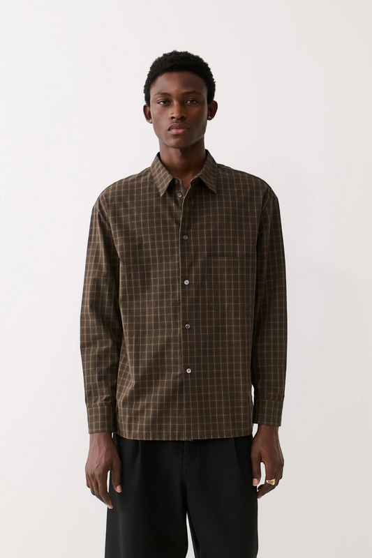 A KIND OF GUISE Gusto Shirt Olive Burgundy Check | Edgar Bdx
