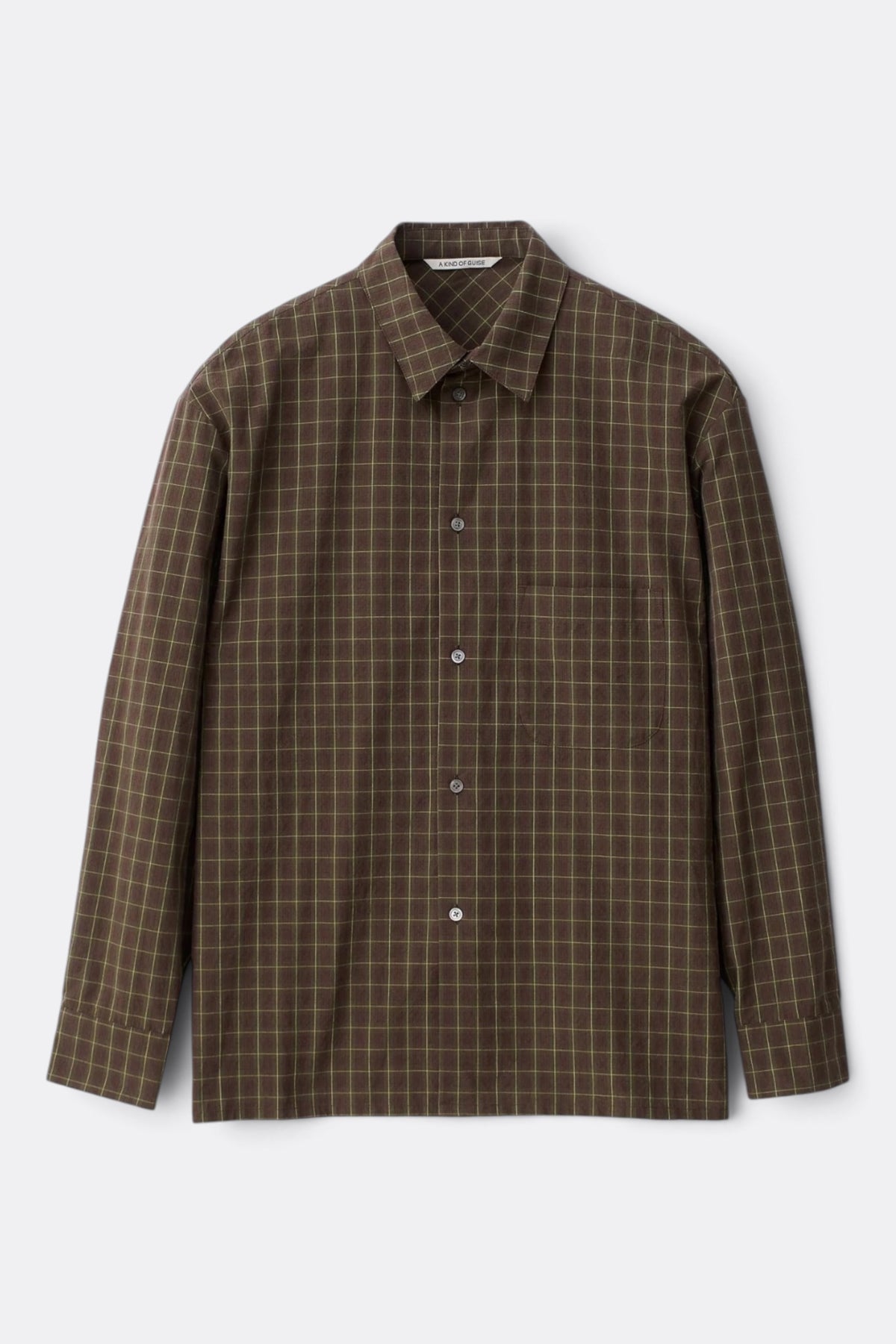 A KIND OF GUISE Gusto Shirt Olive Burgundy Check | Edgar Bdx