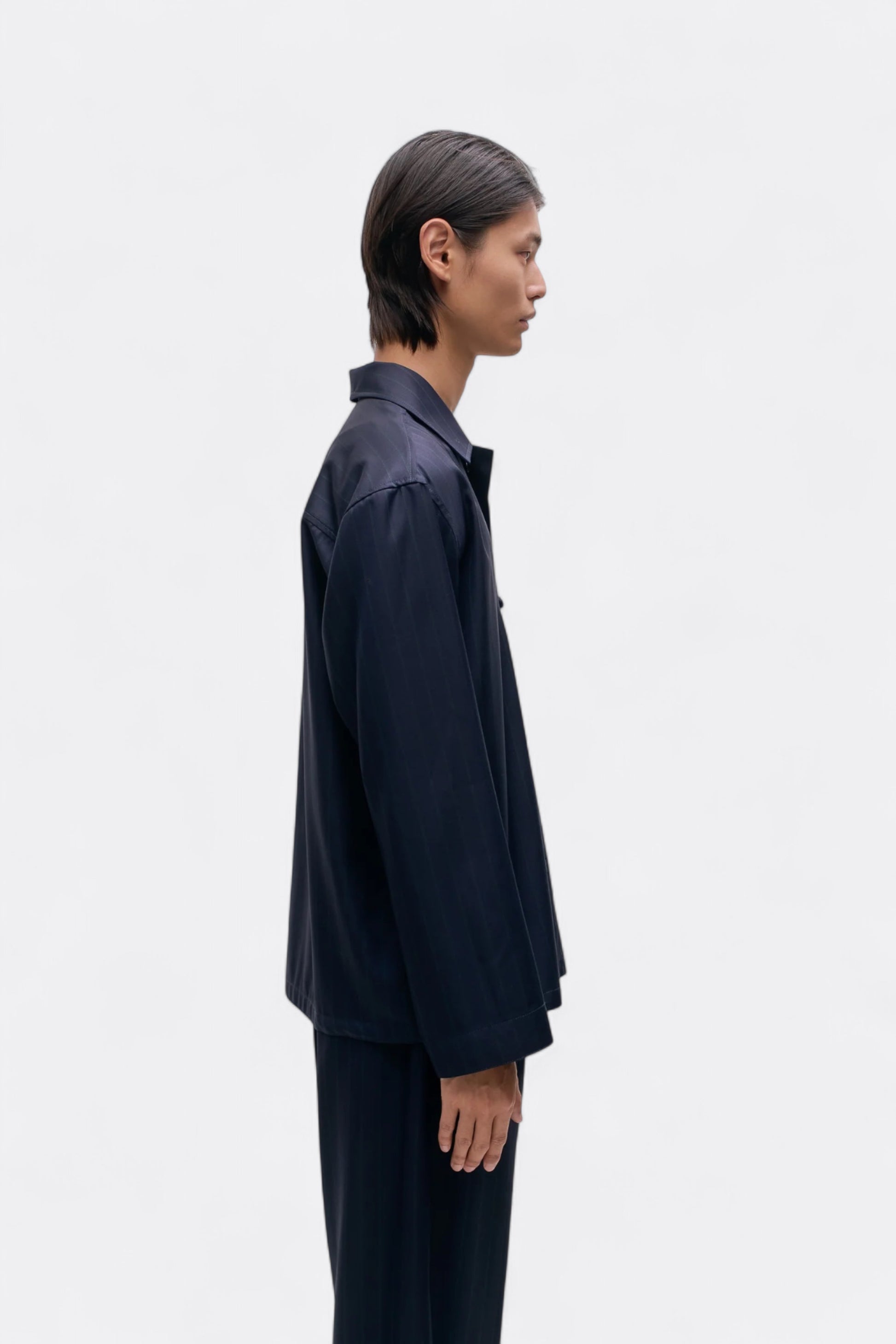 A Kind Of Guise - Matara Overshirt (Navy Double Pinstripe)