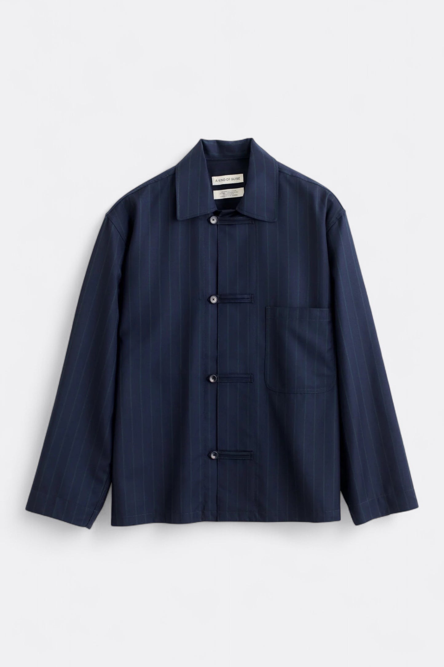 A Kind Of Guise - Matara Overshirt (Navy Double Pinstripe)