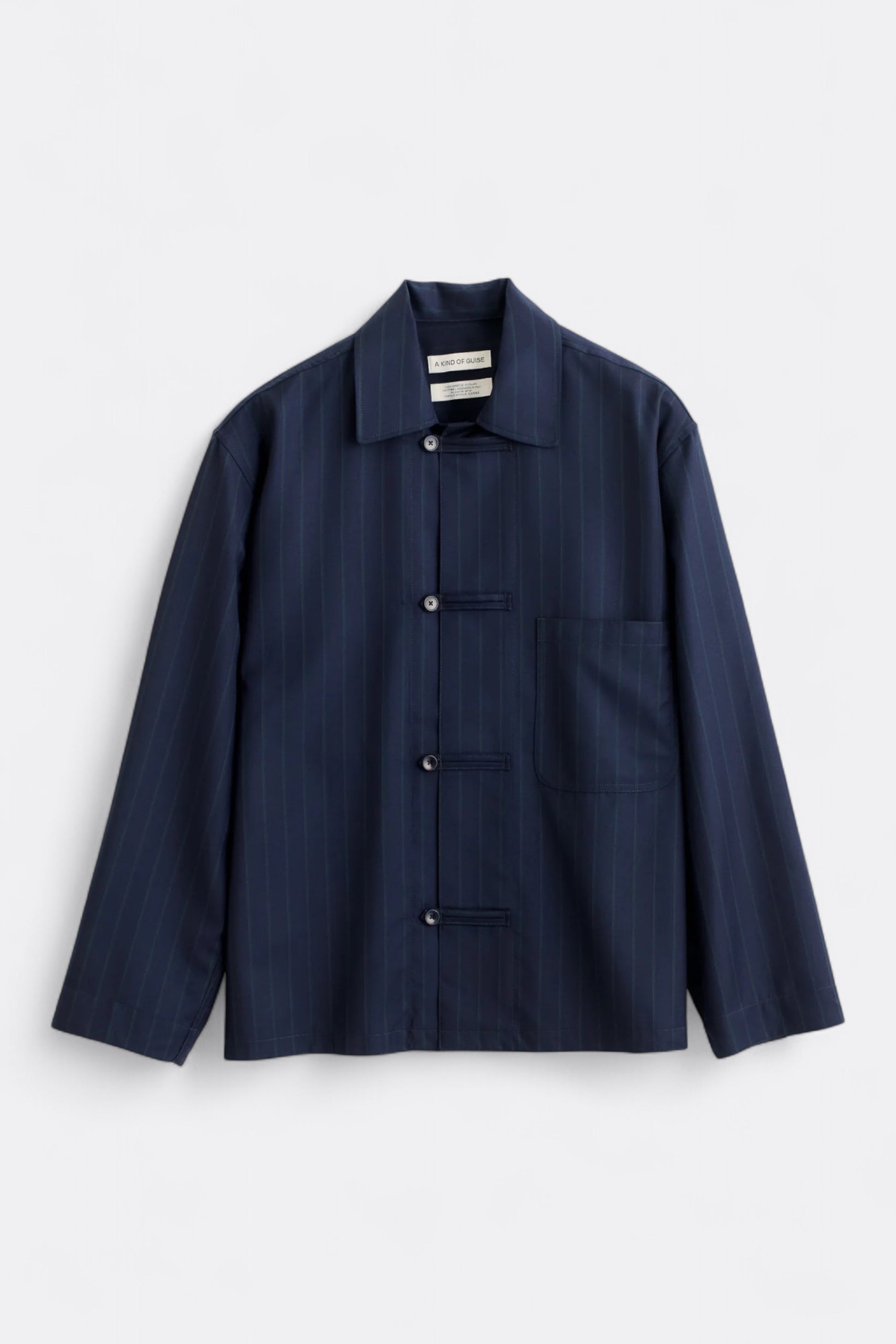 A Kind Of Guise - Matara Overshirt (Navy Double Pinstripe)