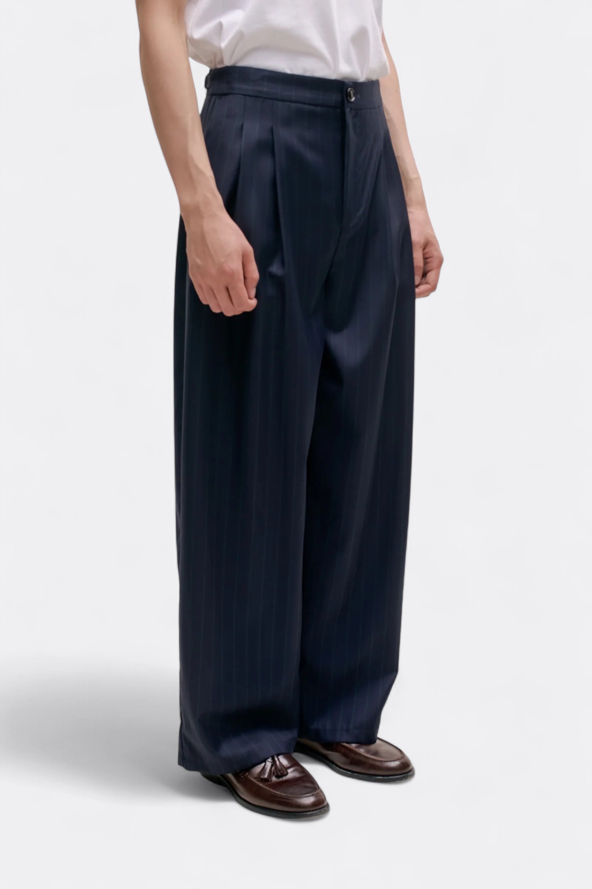 A Kind Of Guise - Piero Pants (Navy Double Pinstripe)