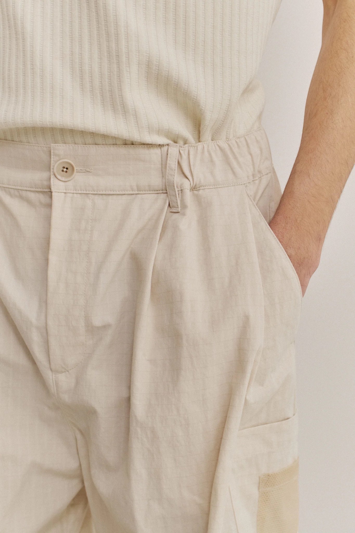A Kind Of Guise Quito Shorts Off-White Ripstop | Short Coton Déperlant Italien