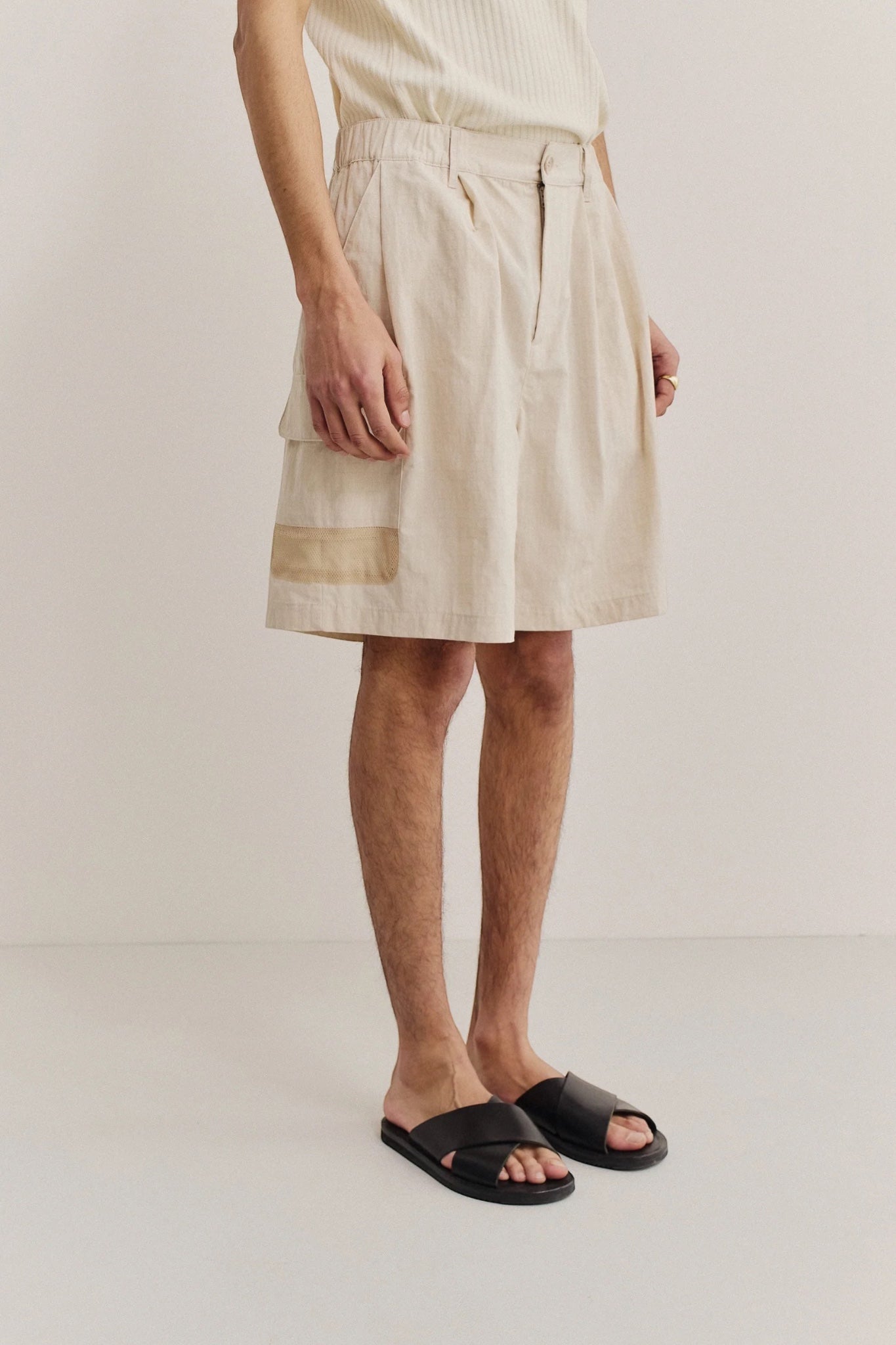 A Kind Of Guise Quito Shorts Off-White Ripstop | Short Coton Déperlant Italien