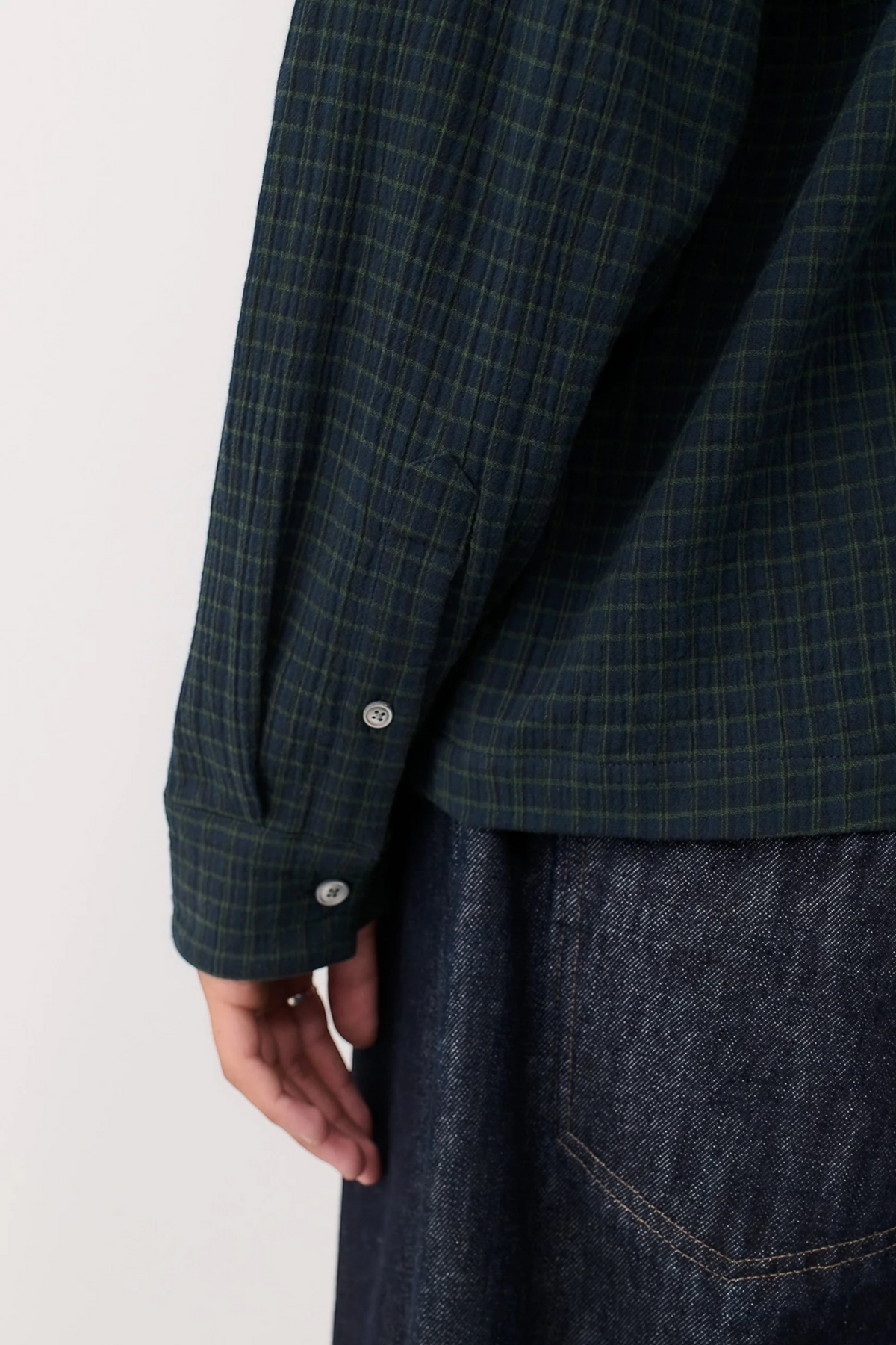 A KIND OF GUISE Rumba Shirt Navy Green Check | Edgar Bdx