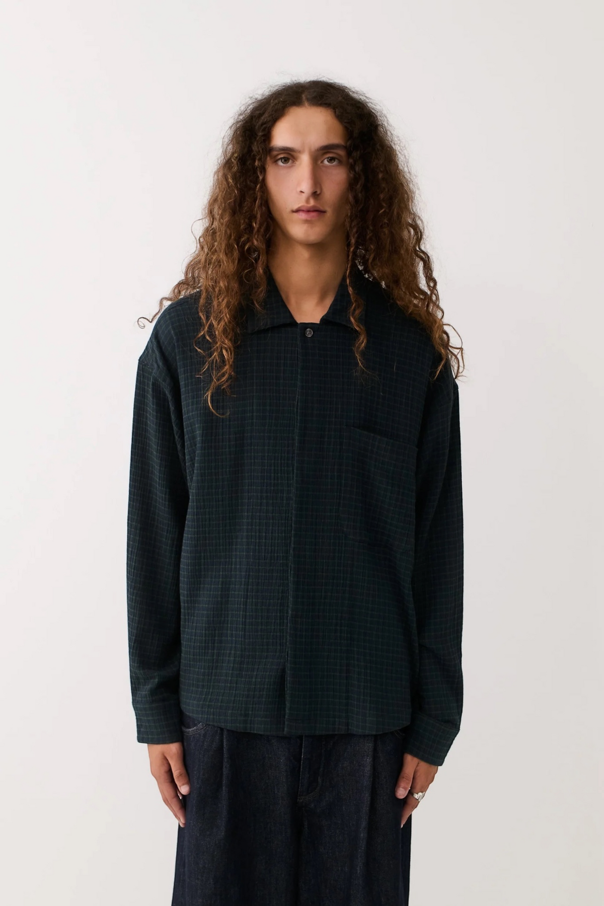 A KIND OF GUISE Rumba Shirt Navy Green Check | Edgar Bdx