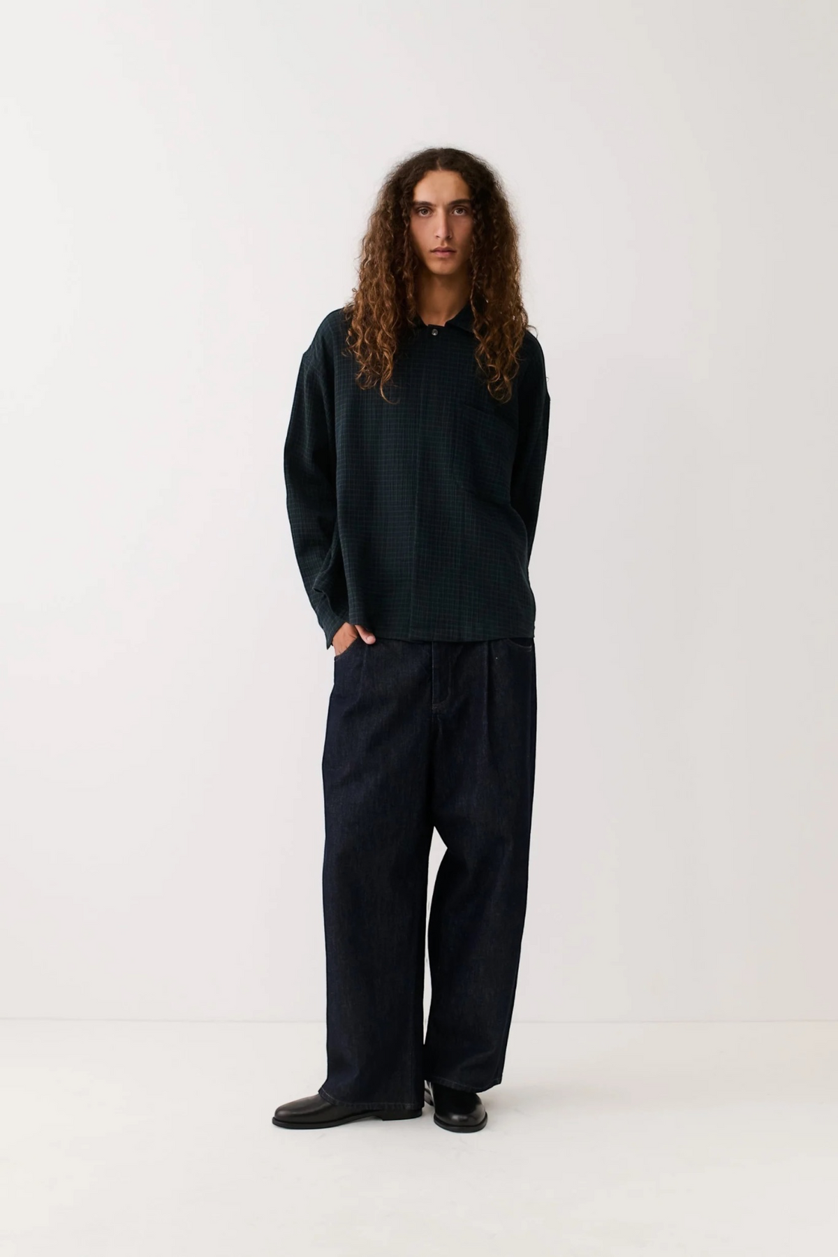 A KIND OF GUISE Rumba Shirt Navy Green Check | Edgar Bdx