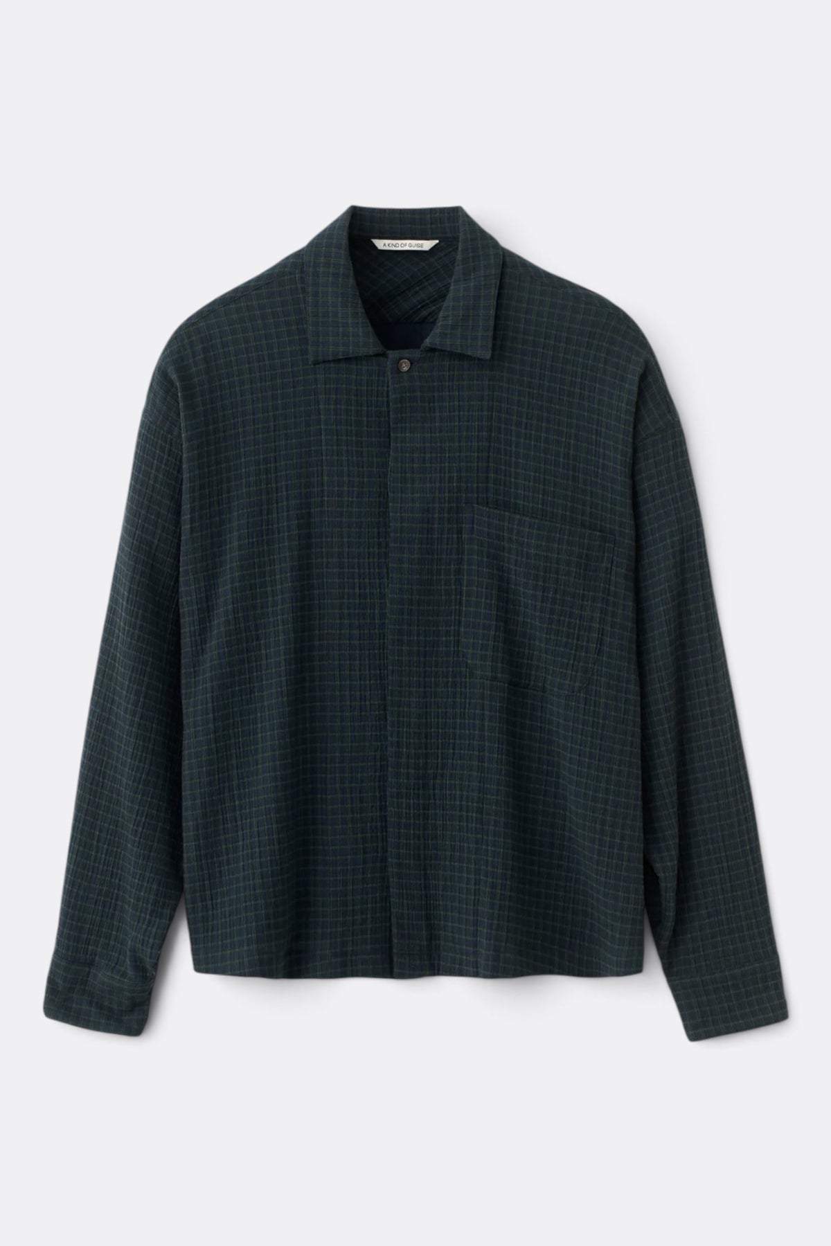 A KIND OF GUISE Rumba Shirt Navy Green Check | Edgar Bdx