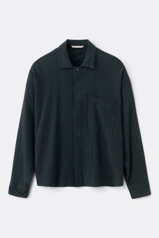 A KIND OF GUISE Rumba Shirt Navy Green Check | Edgar Bdx