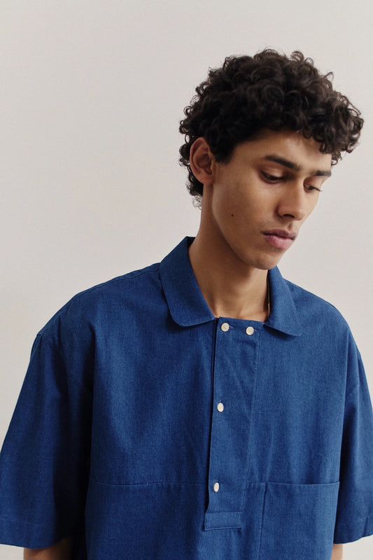 A Kind Of Guise Taita Shirt Soft Indigo | Chemise Coton Lavée Italienne