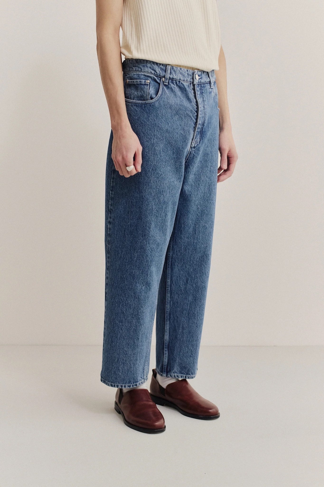 A Kind Of Guise Terek Jeans Worn Denim | Jean Coton Bio Italien