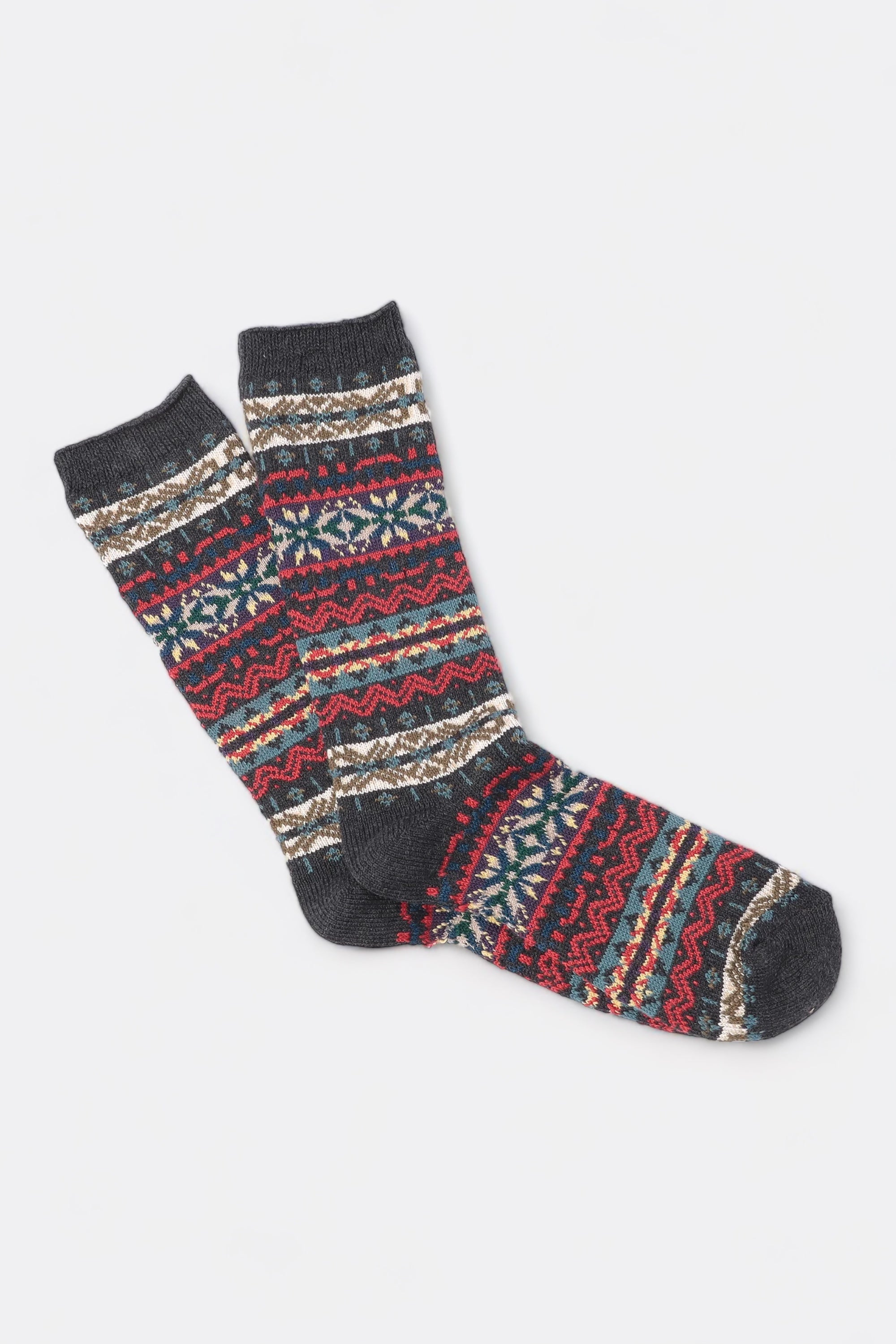 Anonymous Ism - Fairisle Crew Sock (Grey Melange)