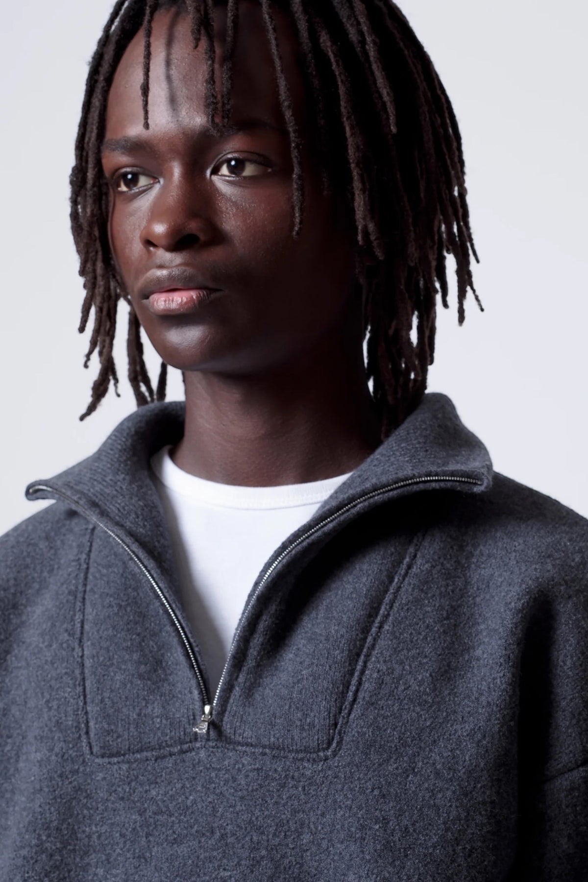 ARPENTEUR Cam Heather Grey | Pull Mérinos Feutré Col Zip | Edgar Bdx