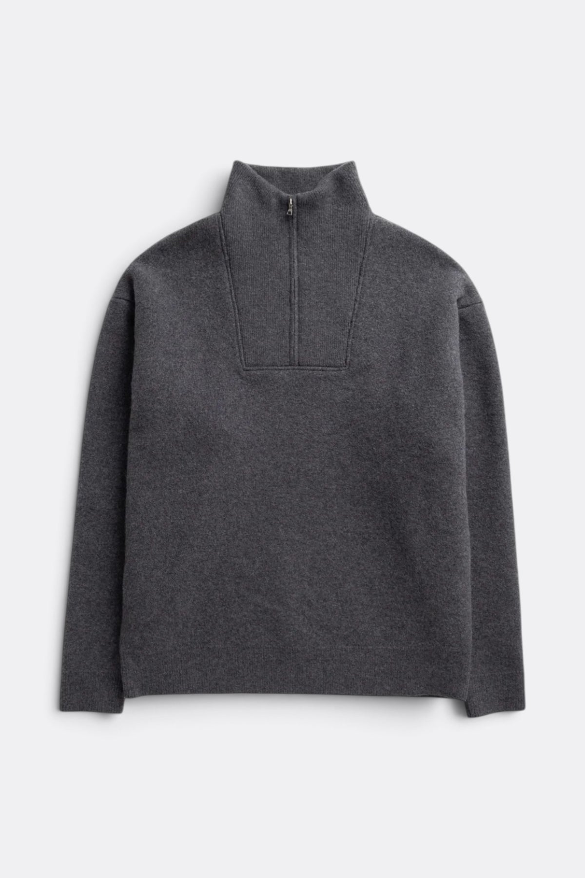 ARPENTEUR Cam Heather Grey | Pull Mérinos Feutré Col Zip | Edgar Bdx