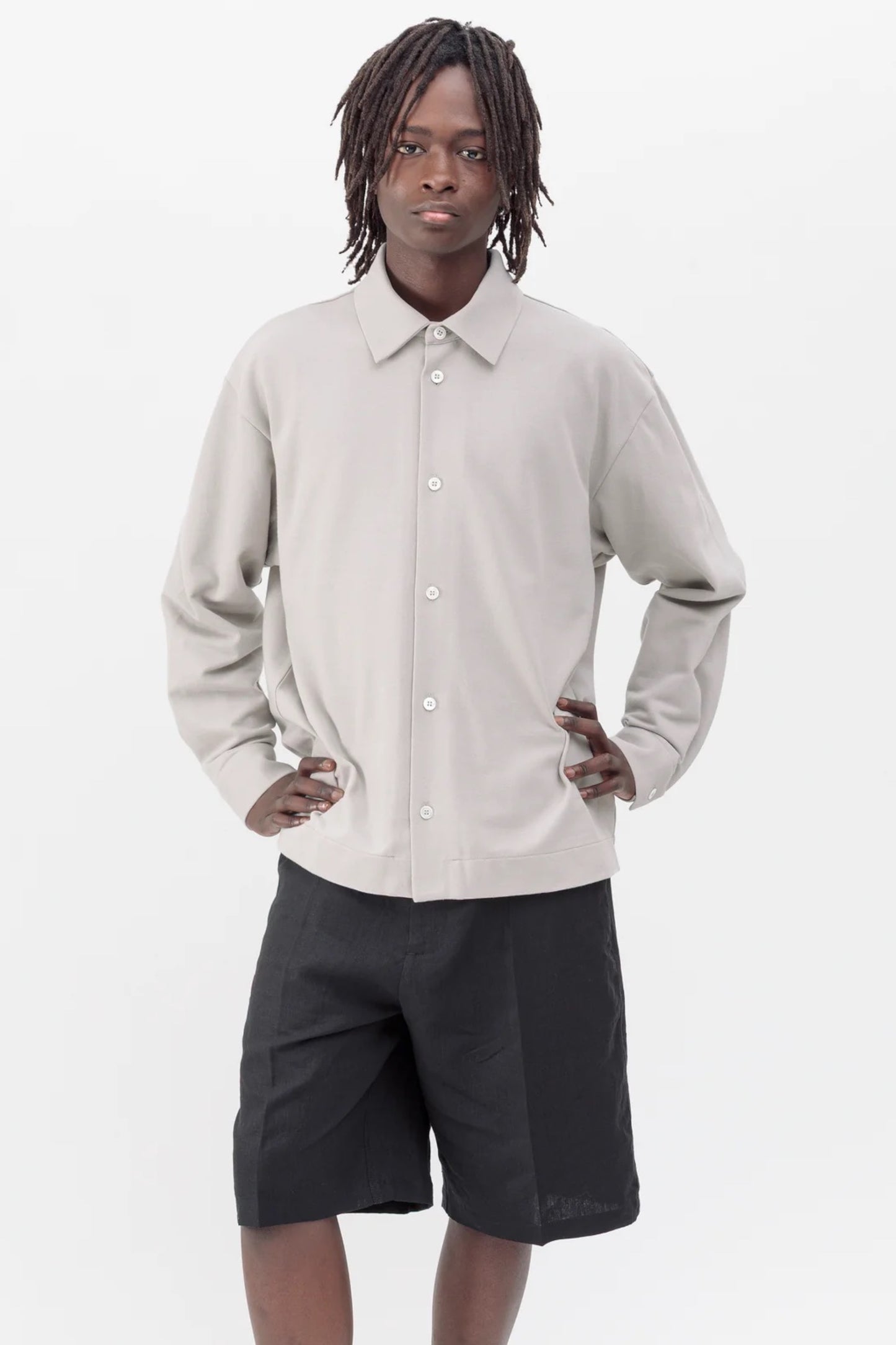 Arpenteur Chemise Opto Greige | Maille Rachel Nacre Made in France | Edgar Bdx