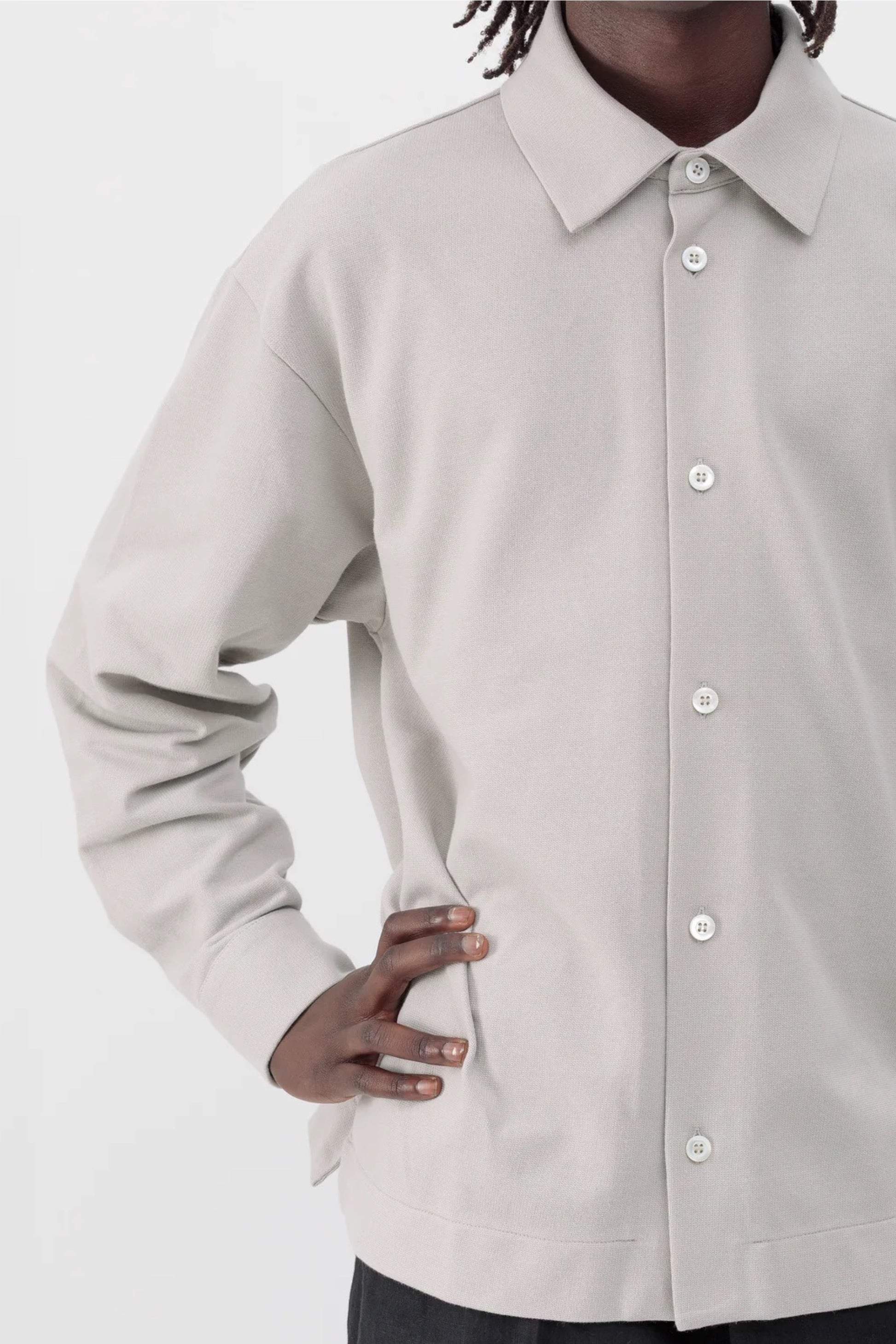 Arpenteur Chemise Opto Greige | Maille Rachel Nacre Made in France | Edgar Bdx